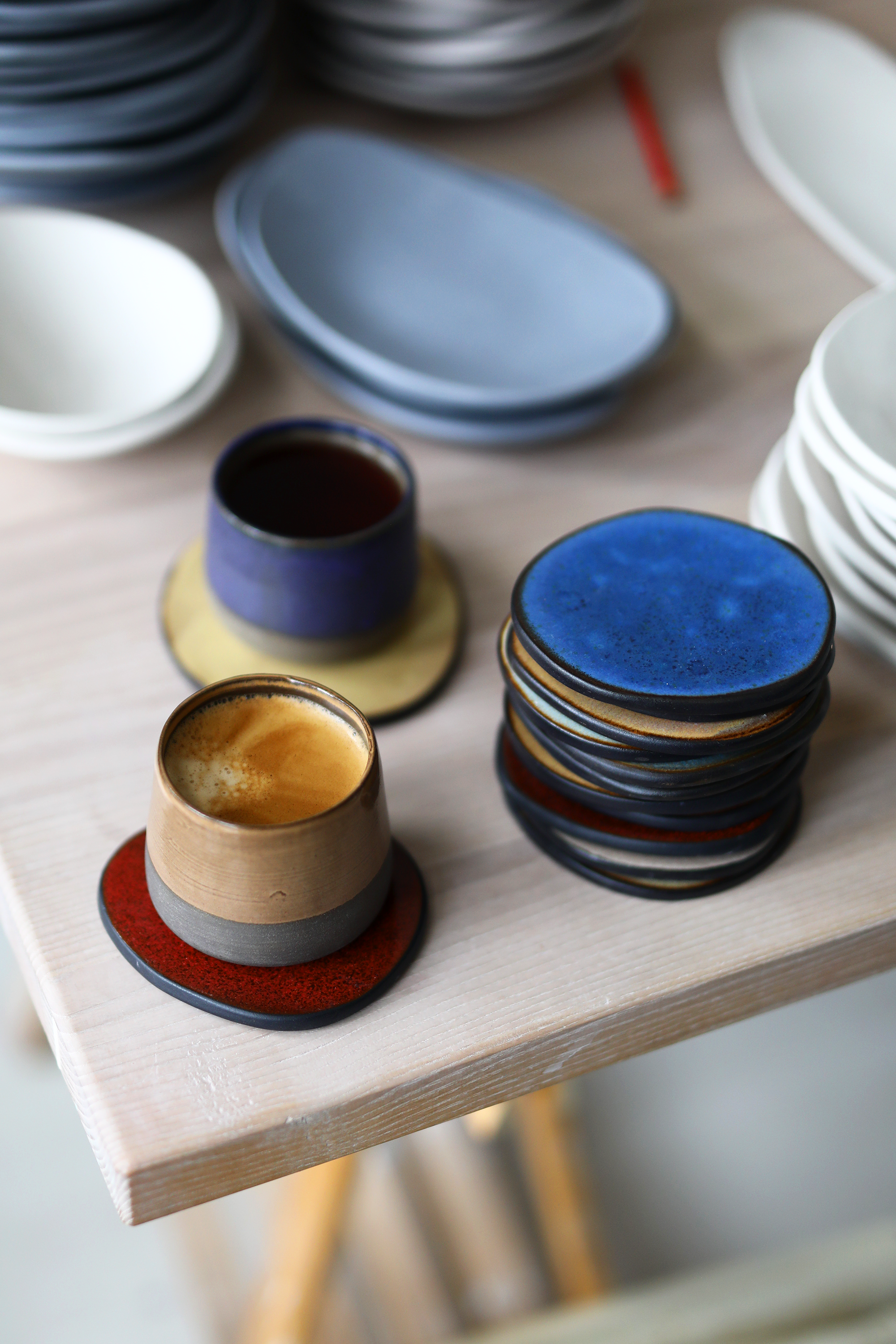 Coaster Set in Smoky Blue & Azure Splash
