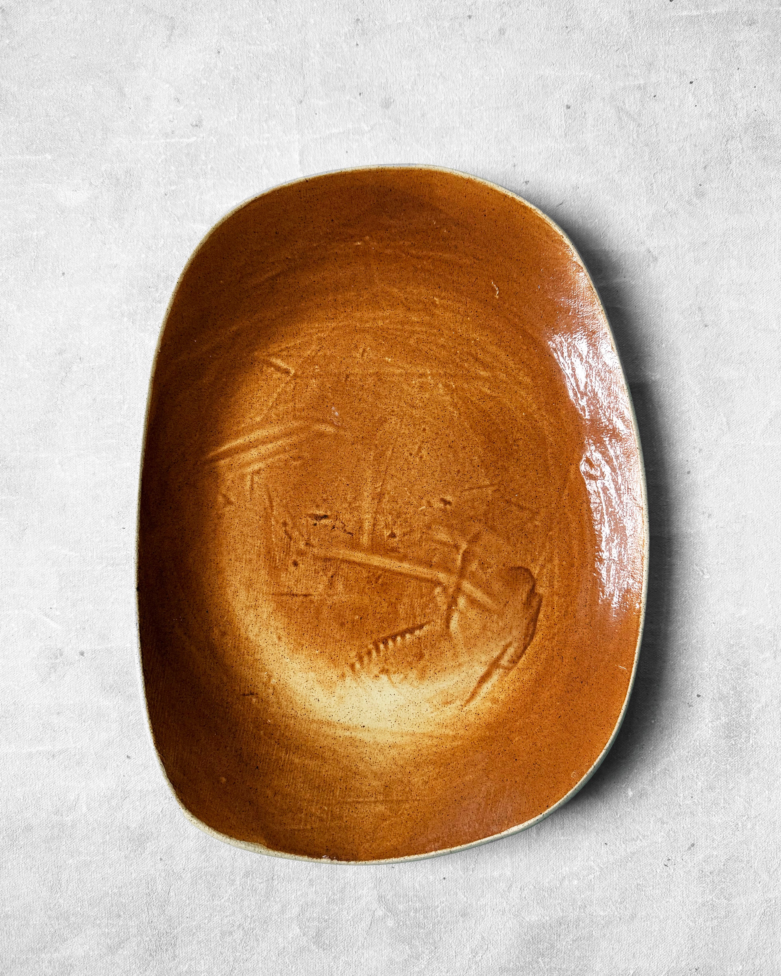 Large Serving Tray in Etched Terracotta