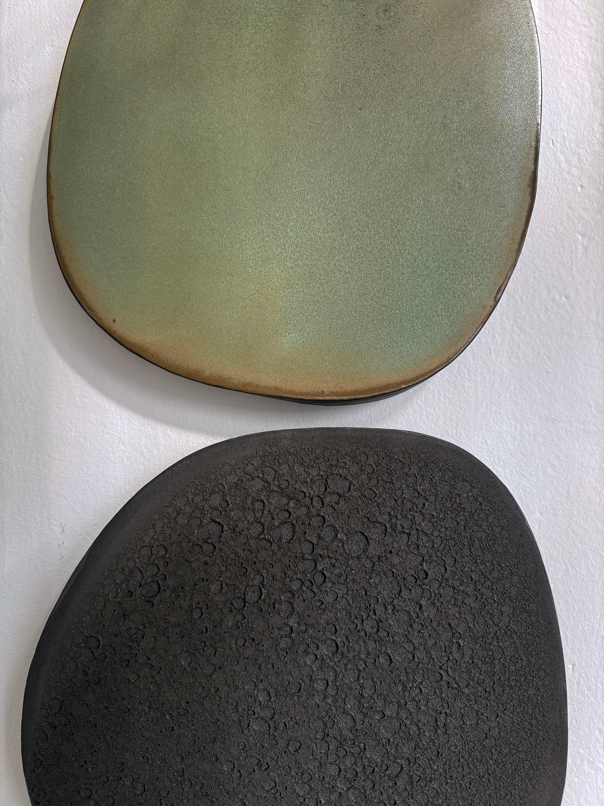 Wall Sculpture in Metallic Olive and Basalt