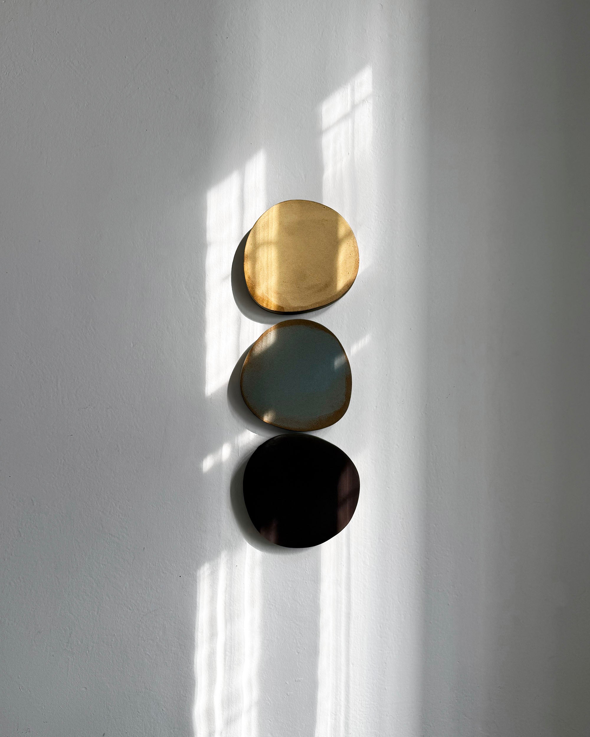 Wall Sculpture in Honey, Stone Blue and Deep Bronze