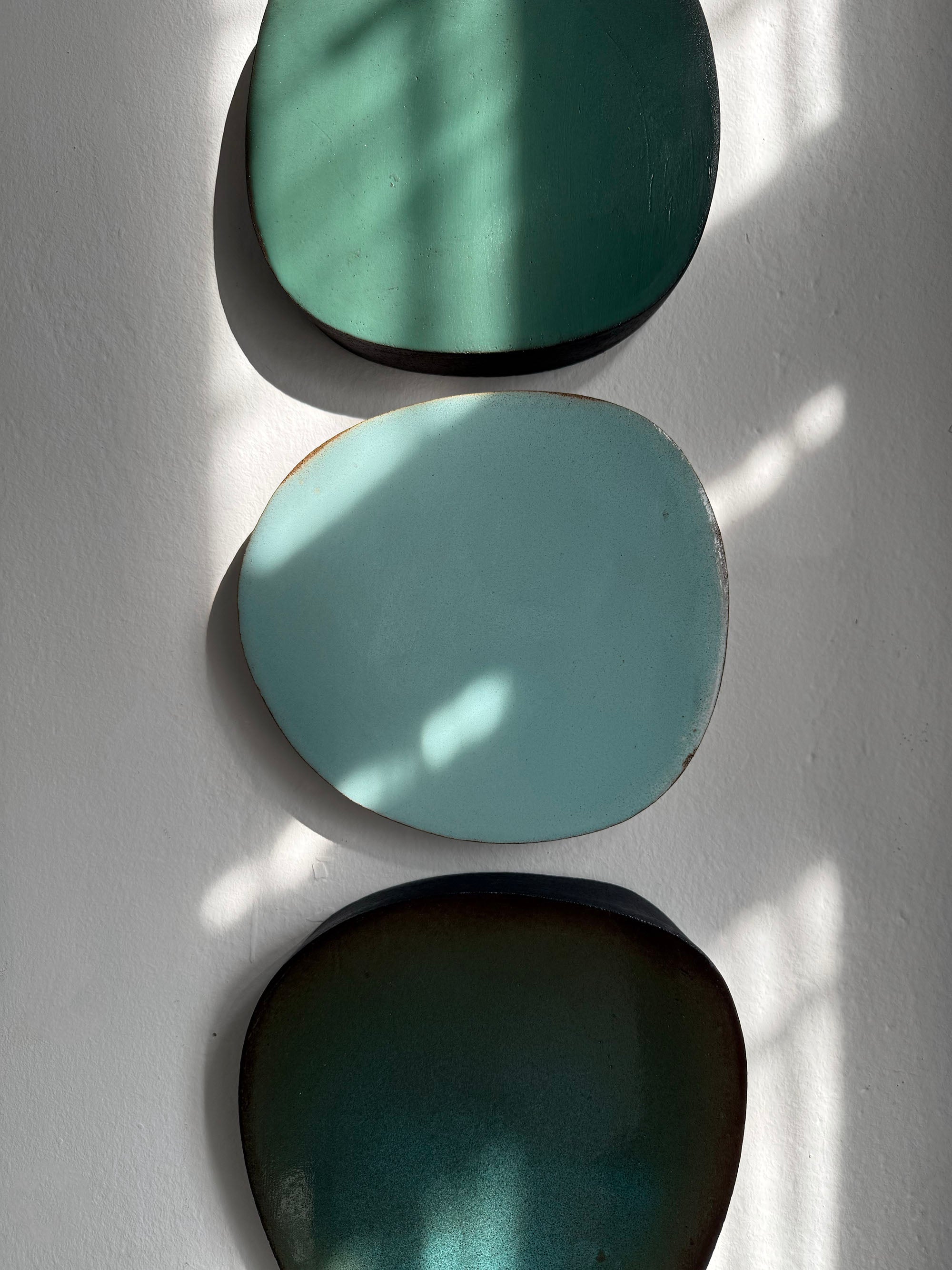 Wall Sculpture in Jade, Aqua and Midnight Lagoon