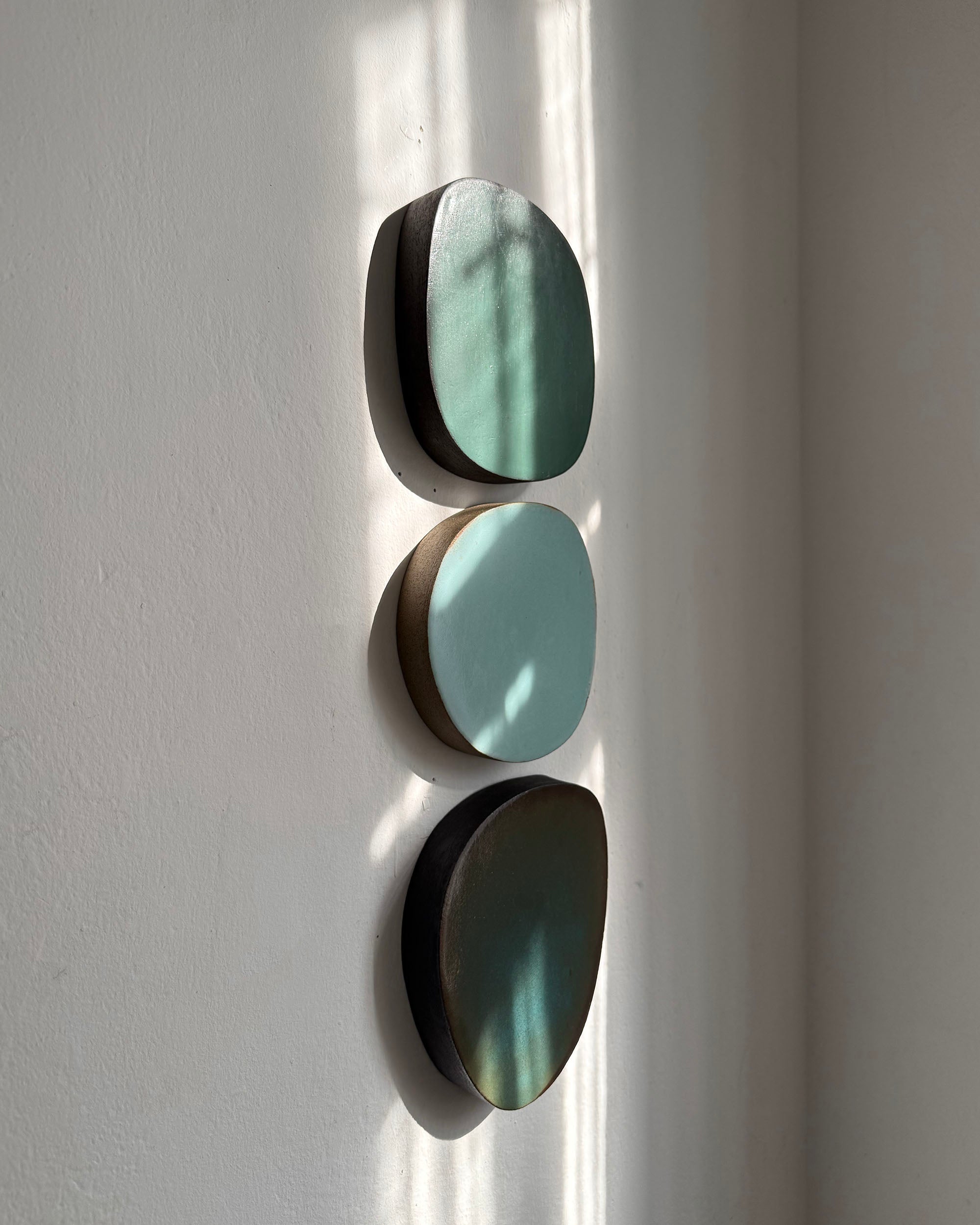 Wall Sculpture in Jade, Aqua and Midnight Lagoon