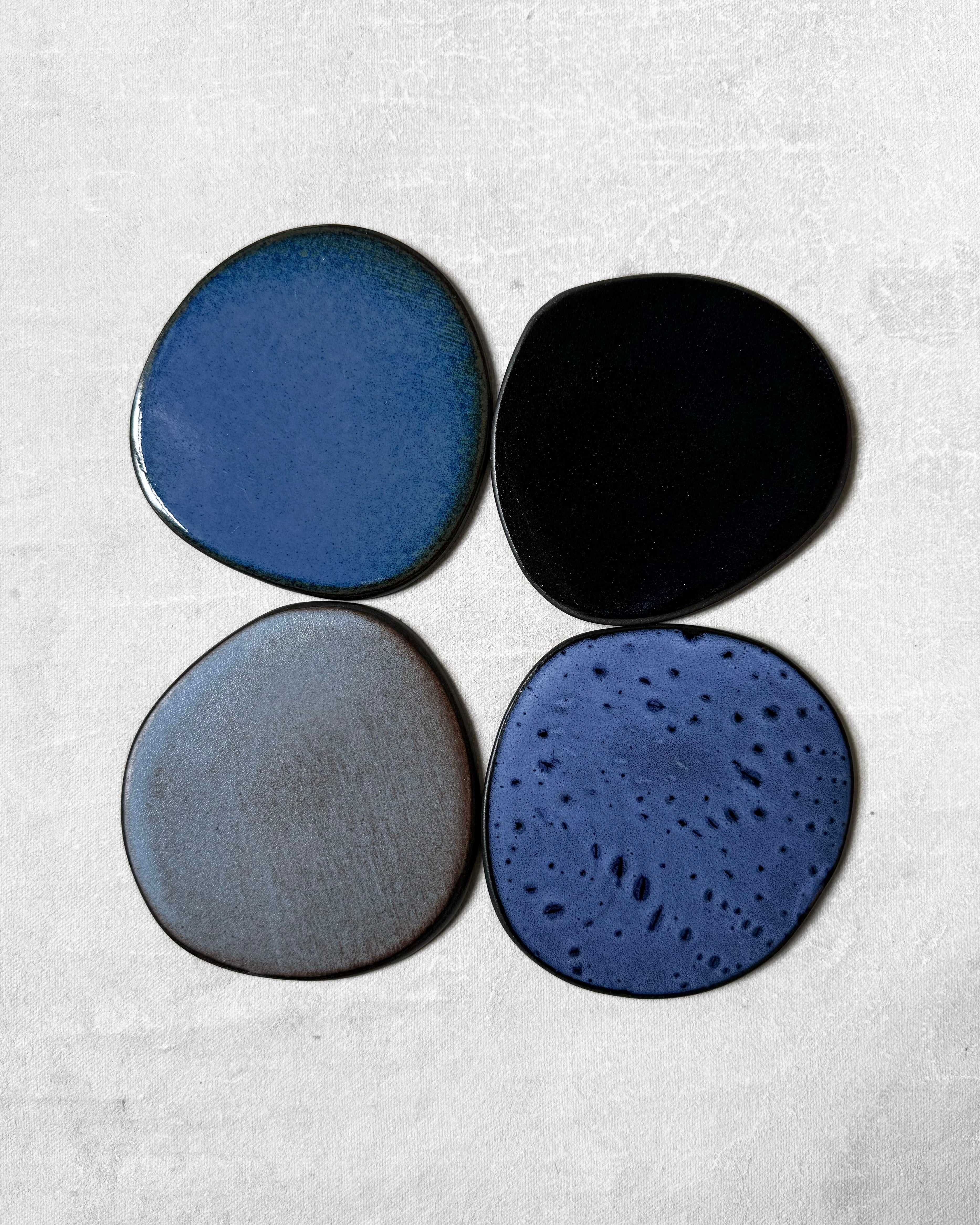 Set of Four Coasters in Blues