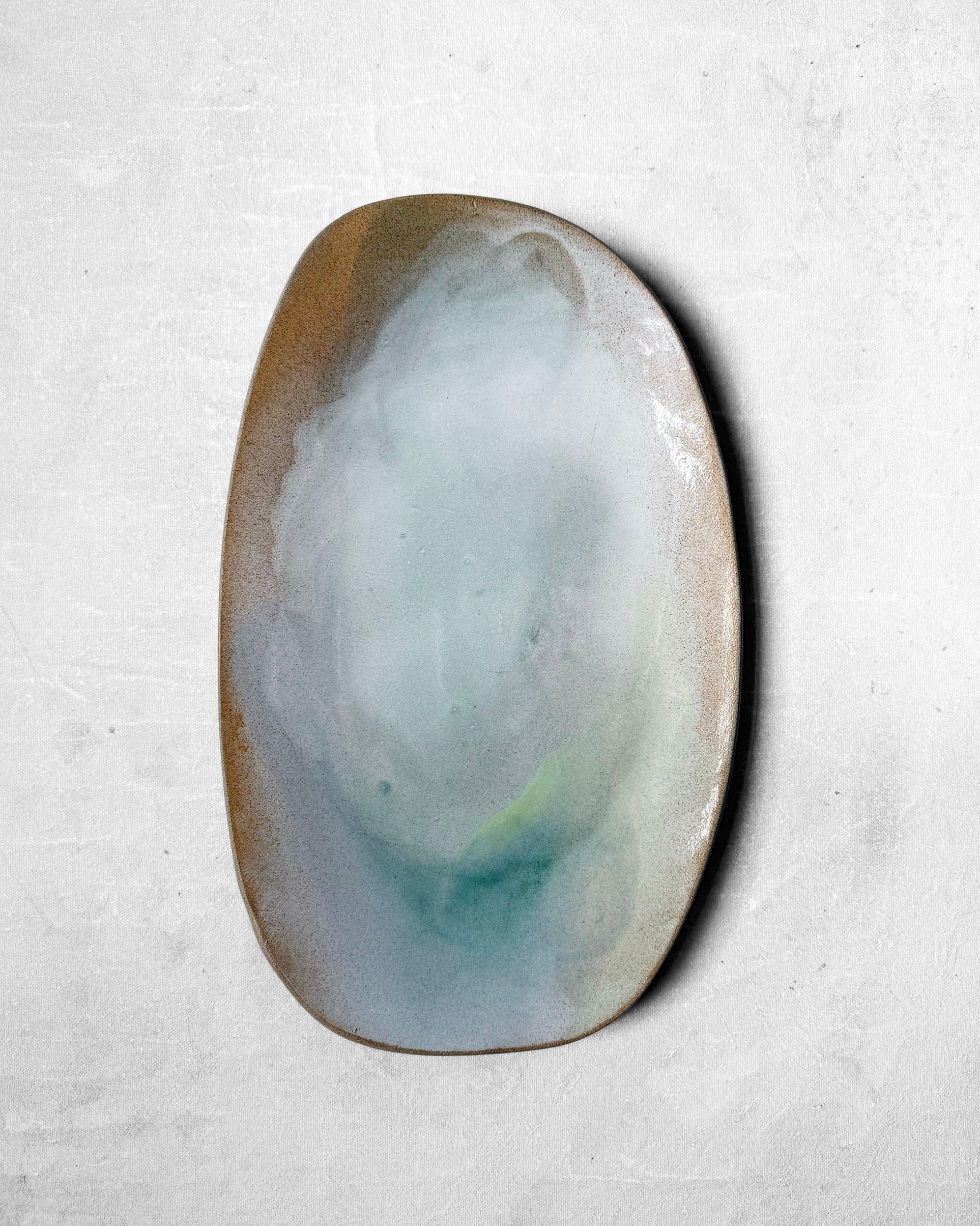 Large Serving Platter in Green Aquarelle