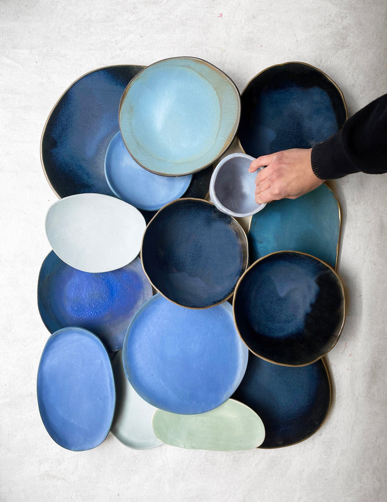 Small Serving Platter in Denim Blue