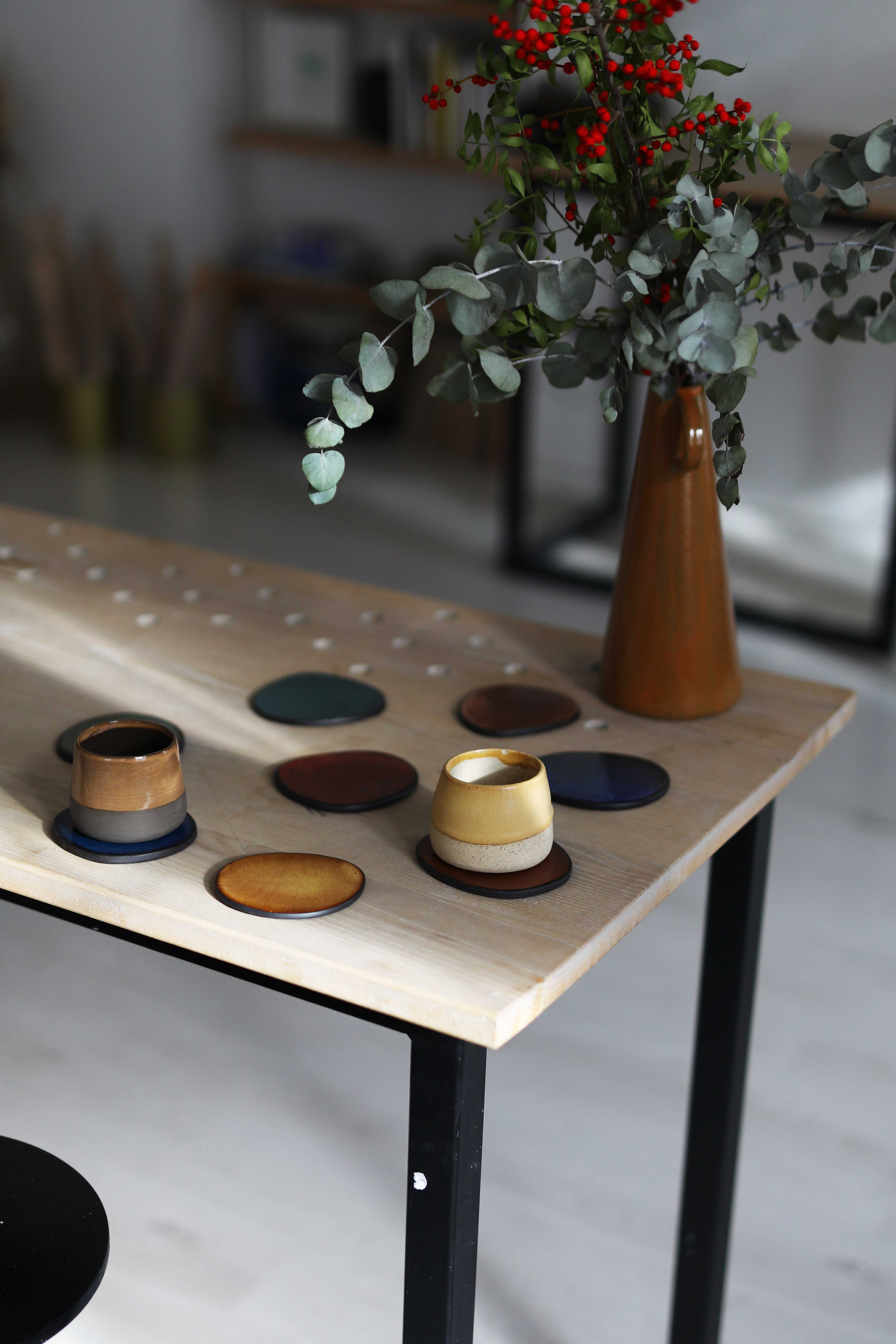 Coaster Set in Jade & Copper