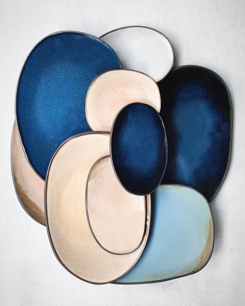Medium Serving Platter in Frosted Blue