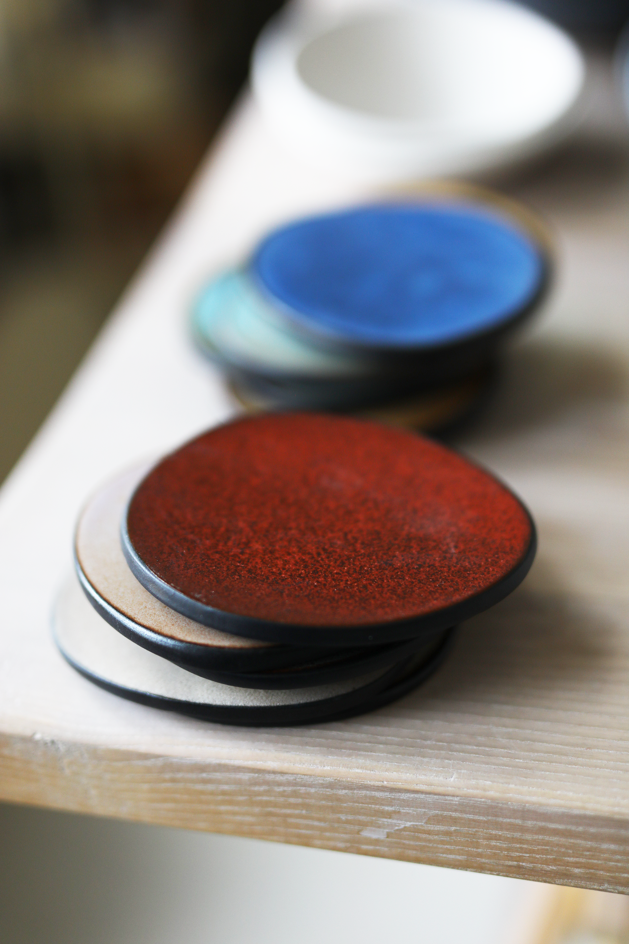 Coaster Set in Linen & Copper