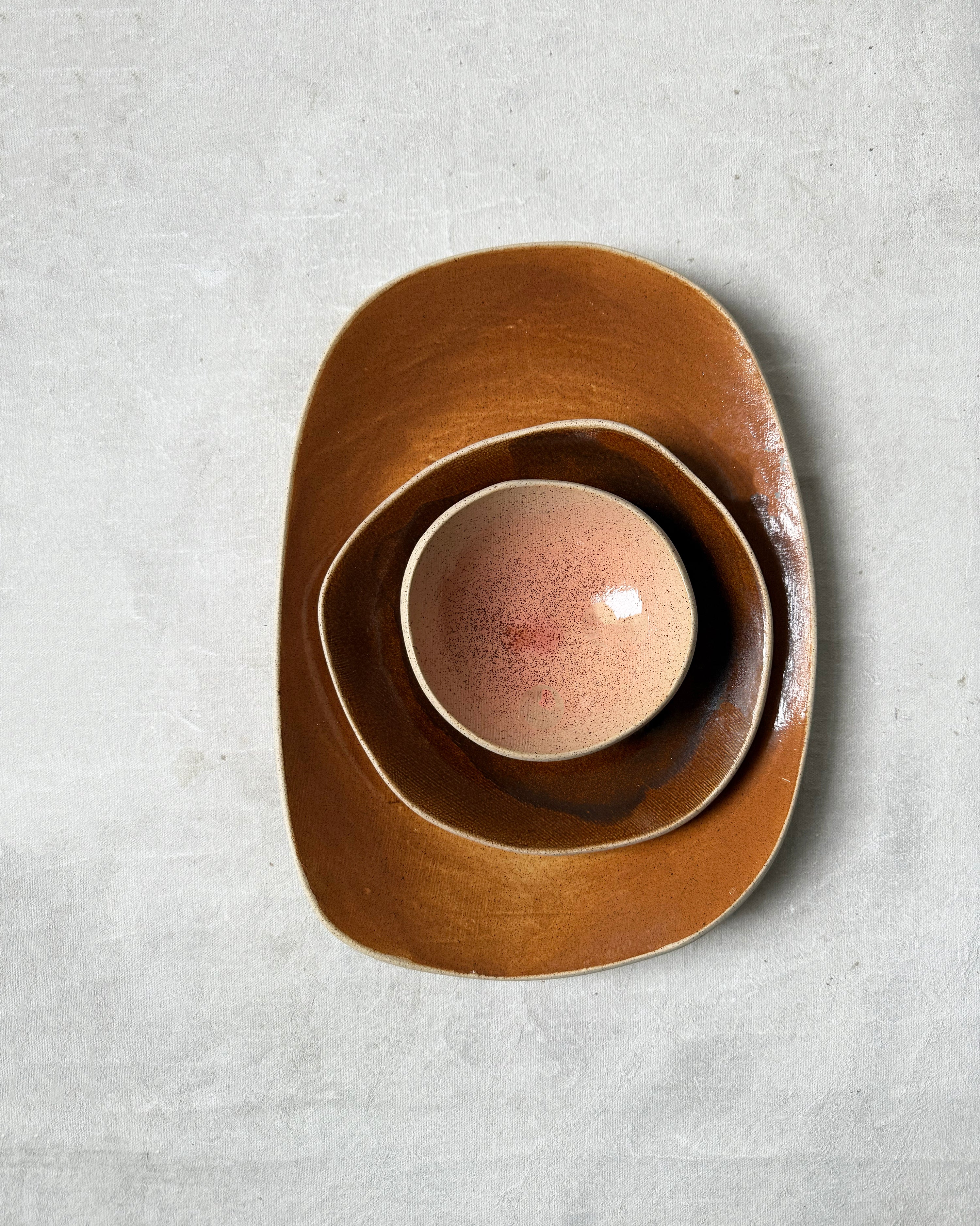 Large Serving Tray in Etched Terracotta