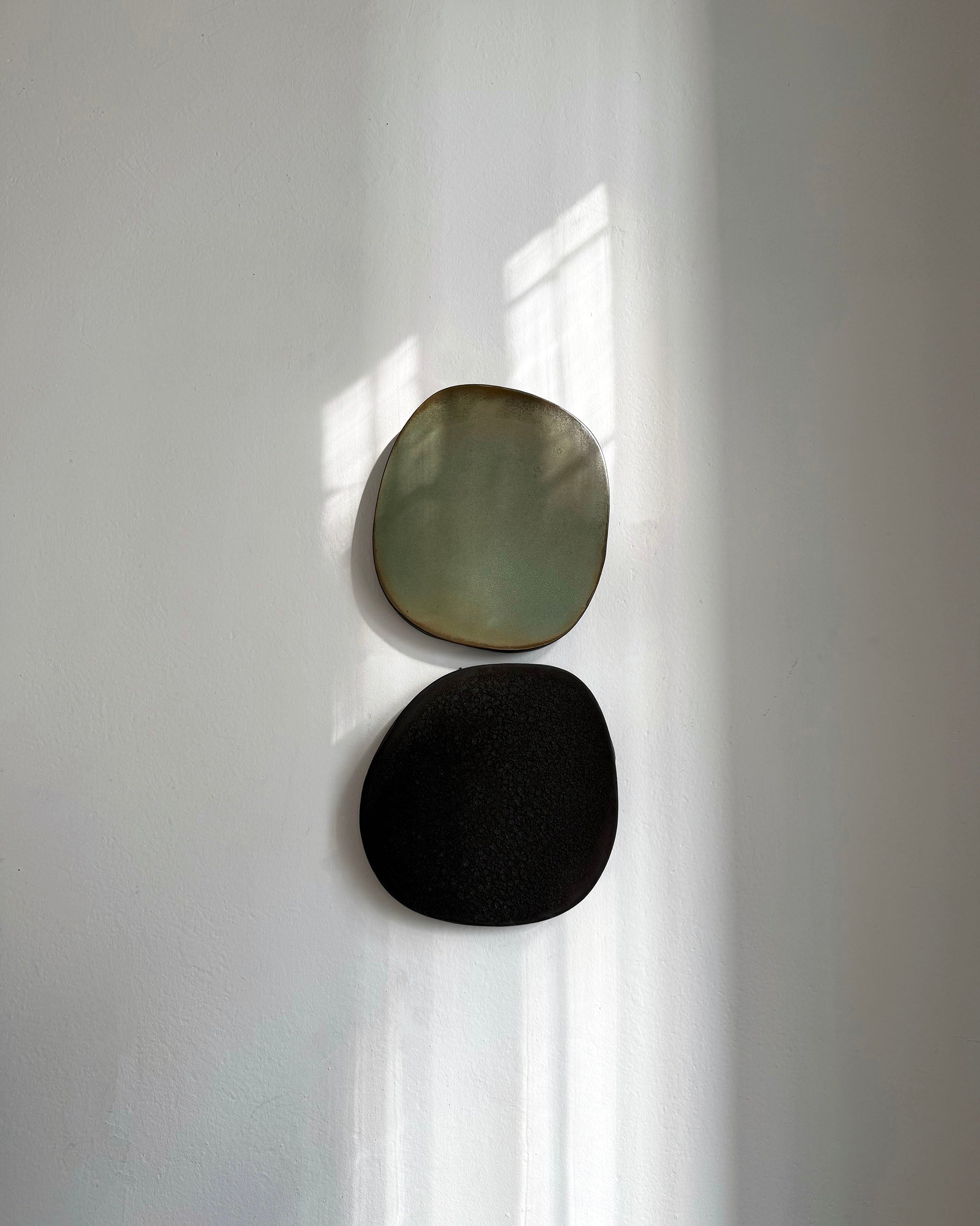Wall Sculpture in Metallic Olive and Basalt