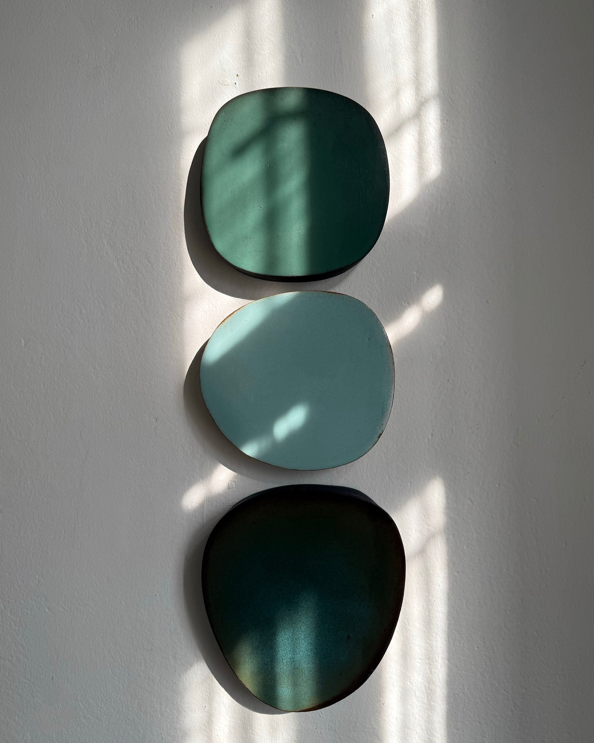 Wall Sculpture in Jade, Aqua and Midnight Lagoon