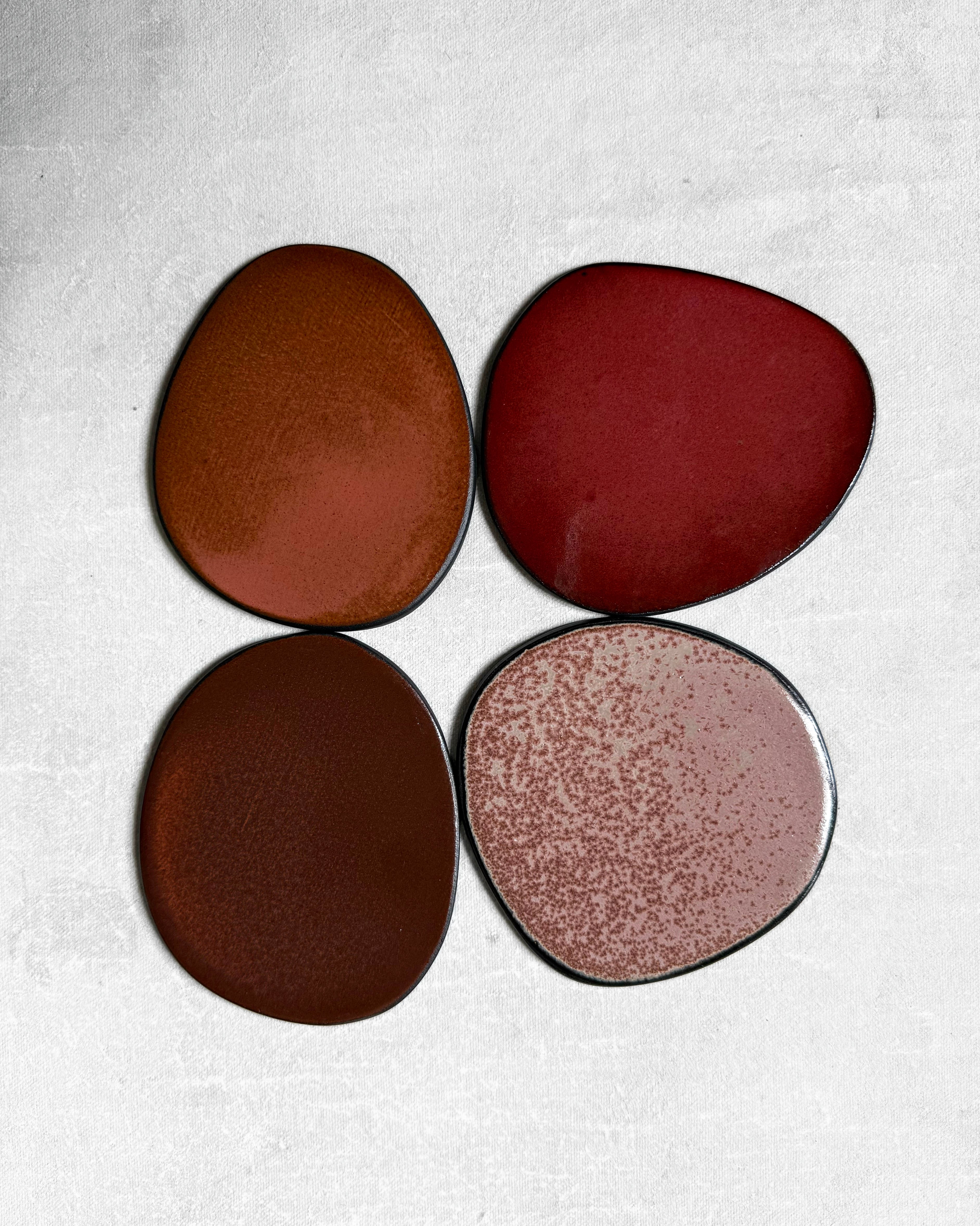 Set of Four Coasters in Pinks & Reds