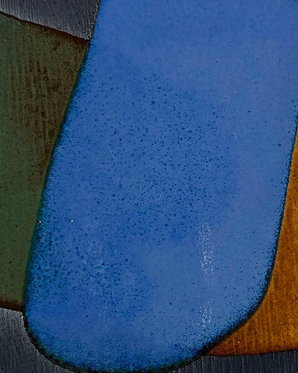 Miniature Ceramic Painting in Medium Green, True Cobalt & Honey