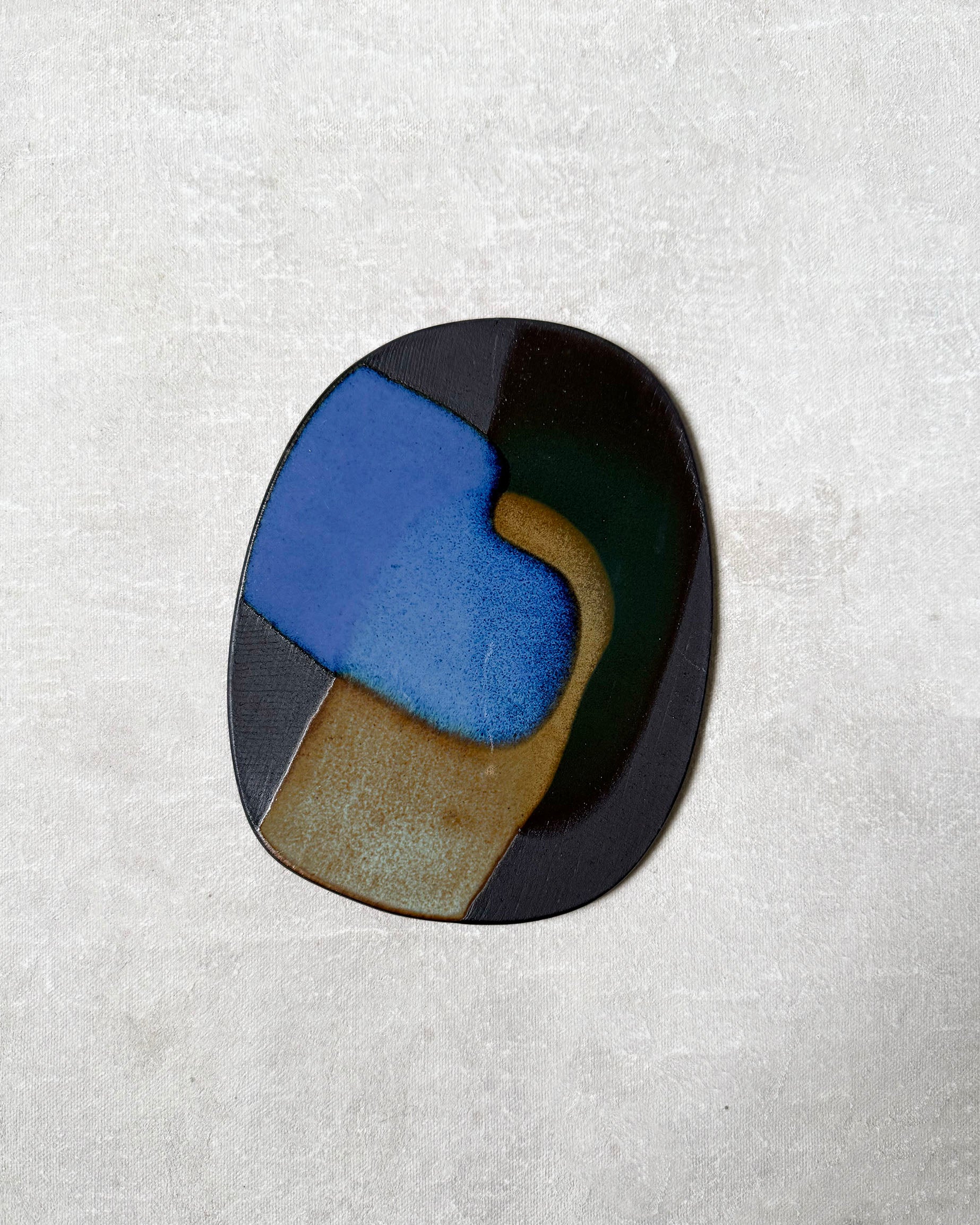 Miniature Ceramic Painting in True Cobalt, Patina Green & Midnight Lagoon