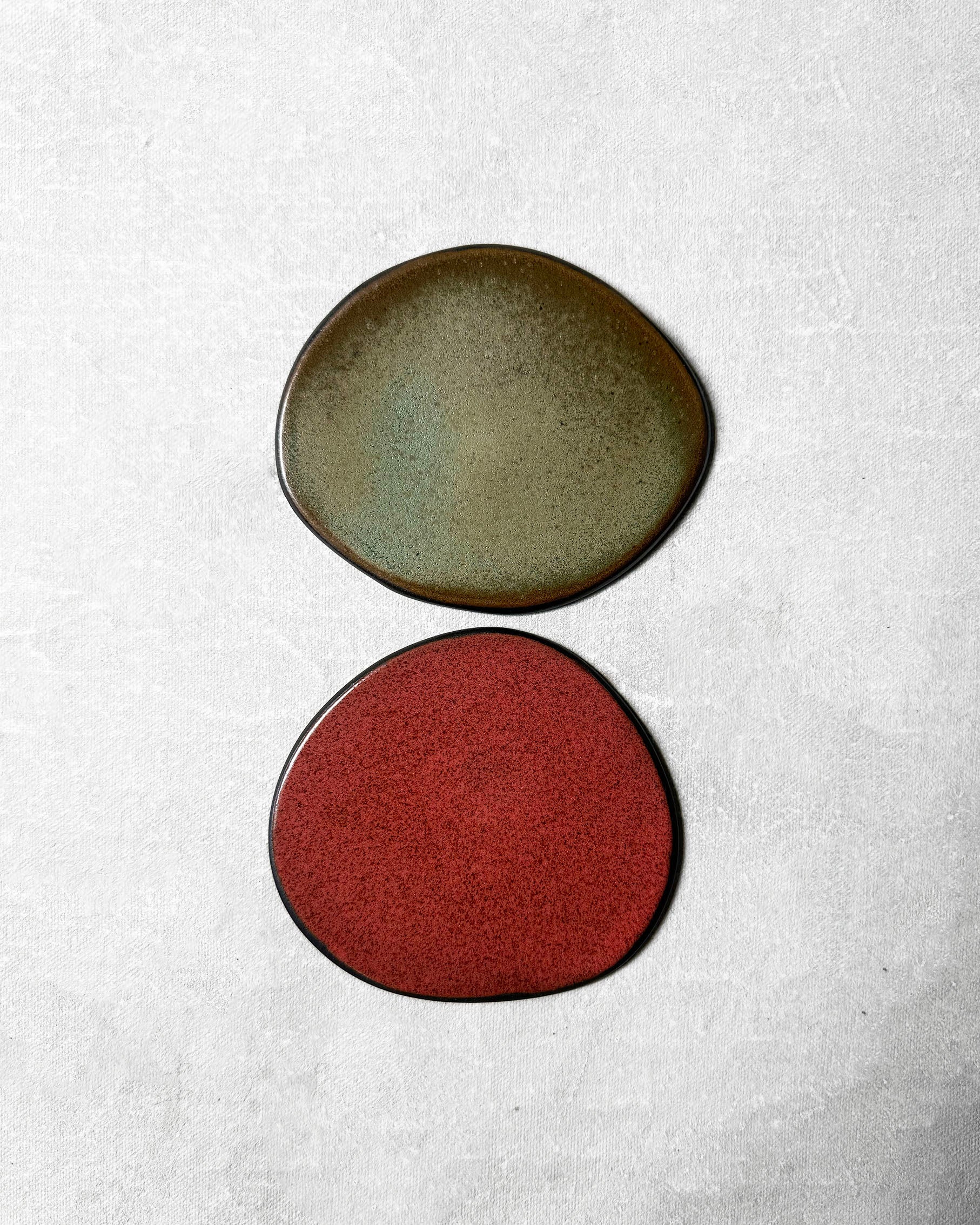 Coaster Set in Patina Green & Chilli Red