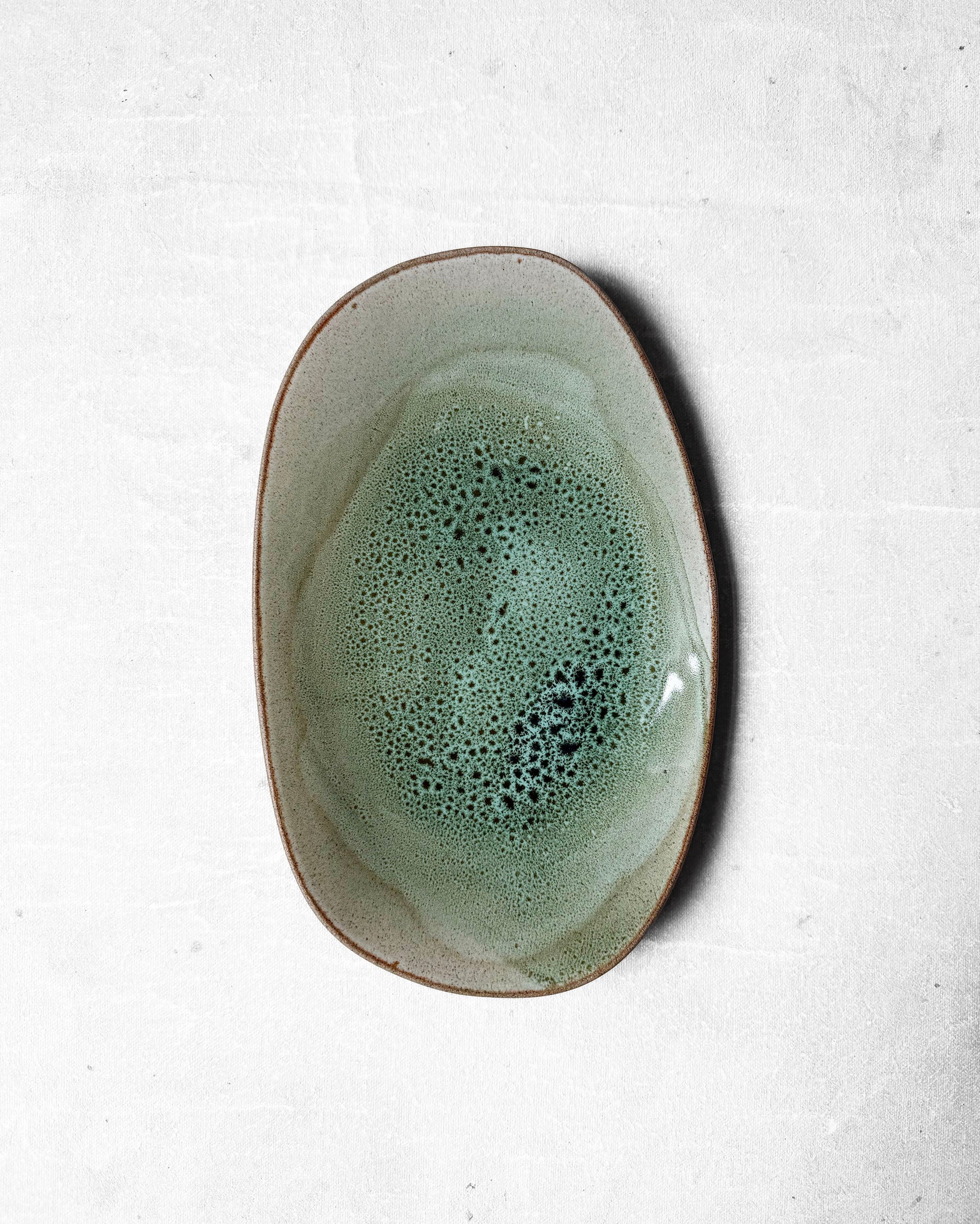 Small Serving Platter in Speckled Verde