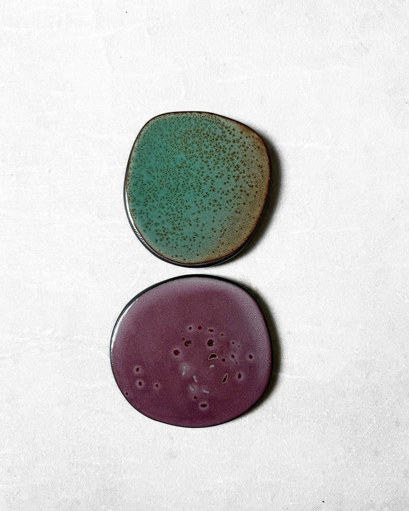 Coaster Set in Speckled Emerald & Spotted Mauve